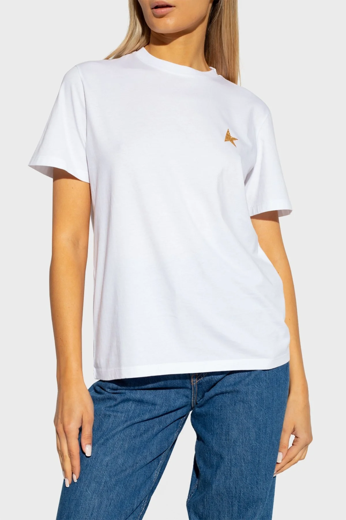 Golden Goose Pamuklu Regular Fit Bisiklet Yaka Bayan T Shirt GWP01220.P000594.10272 BEYAZ - 1