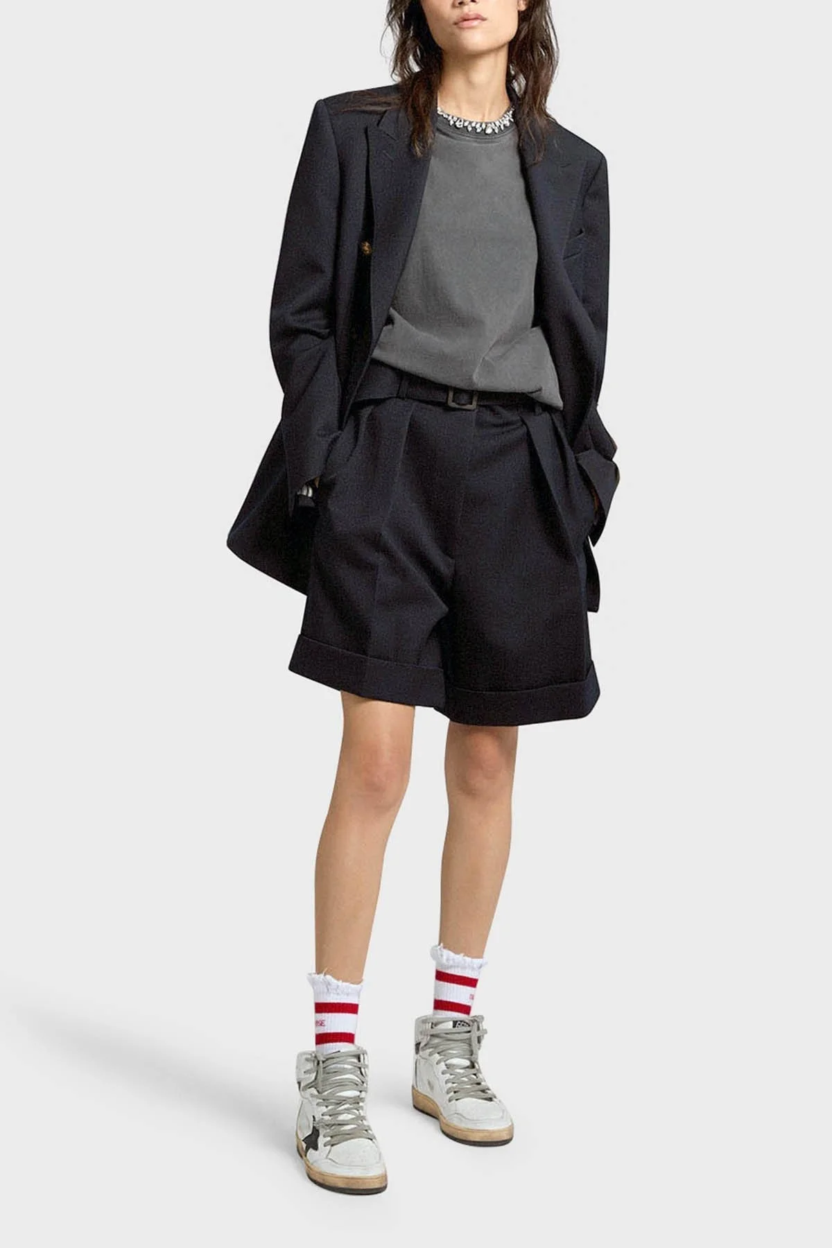 Golden Goose Pamuklu Regular Fit Bisiklet Yaka Bayan T Shirt GWP01220.P000670.60318 ANTRASİT - 1