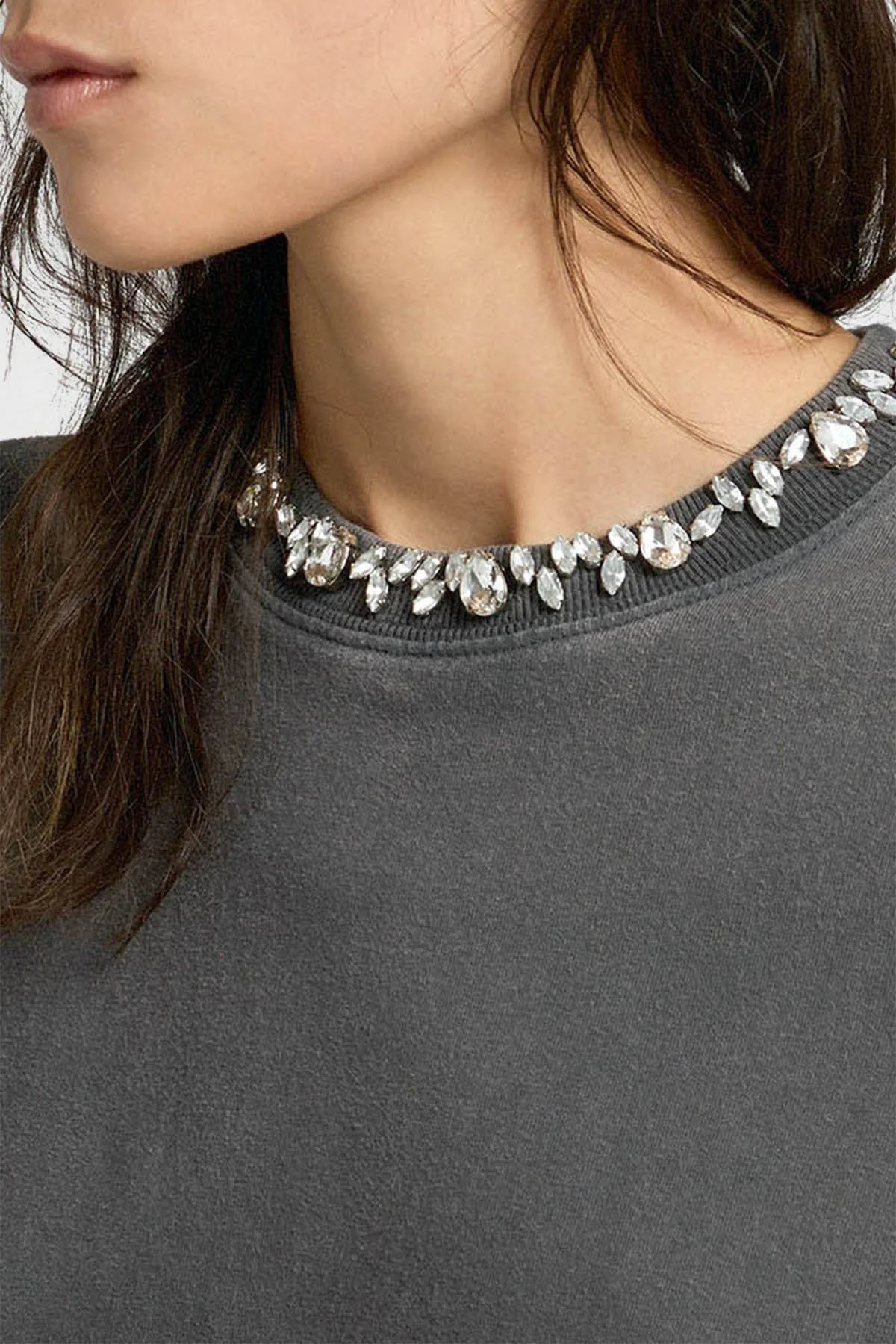 Golden Goose Pamuklu Regular Fit Bisiklet Yaka Bayan T Shirt GWP01220.P000670.60318 ANTRASİT - 2