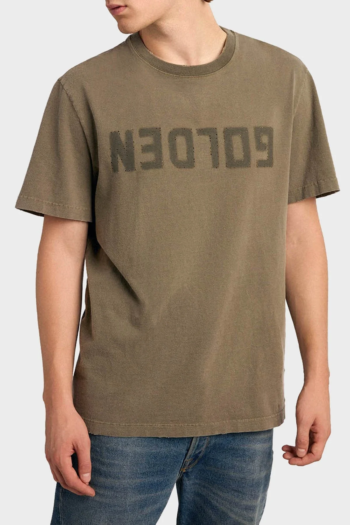 Golden Goose Pamuklu Regular Fit Bisiklet Yaka Erkek T Shirt GMP01220.P000671.35479 HAKİ - 1