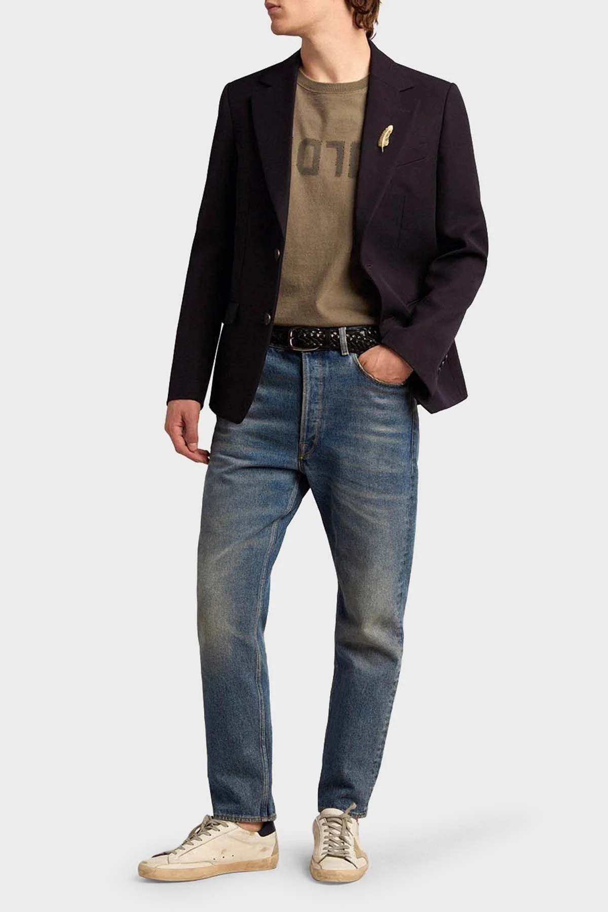 Golden Goose Pamuklu Regular Fit Bisiklet Yaka Erkek T Shirt GMP01220.P000671.35479 HAKİ - 3