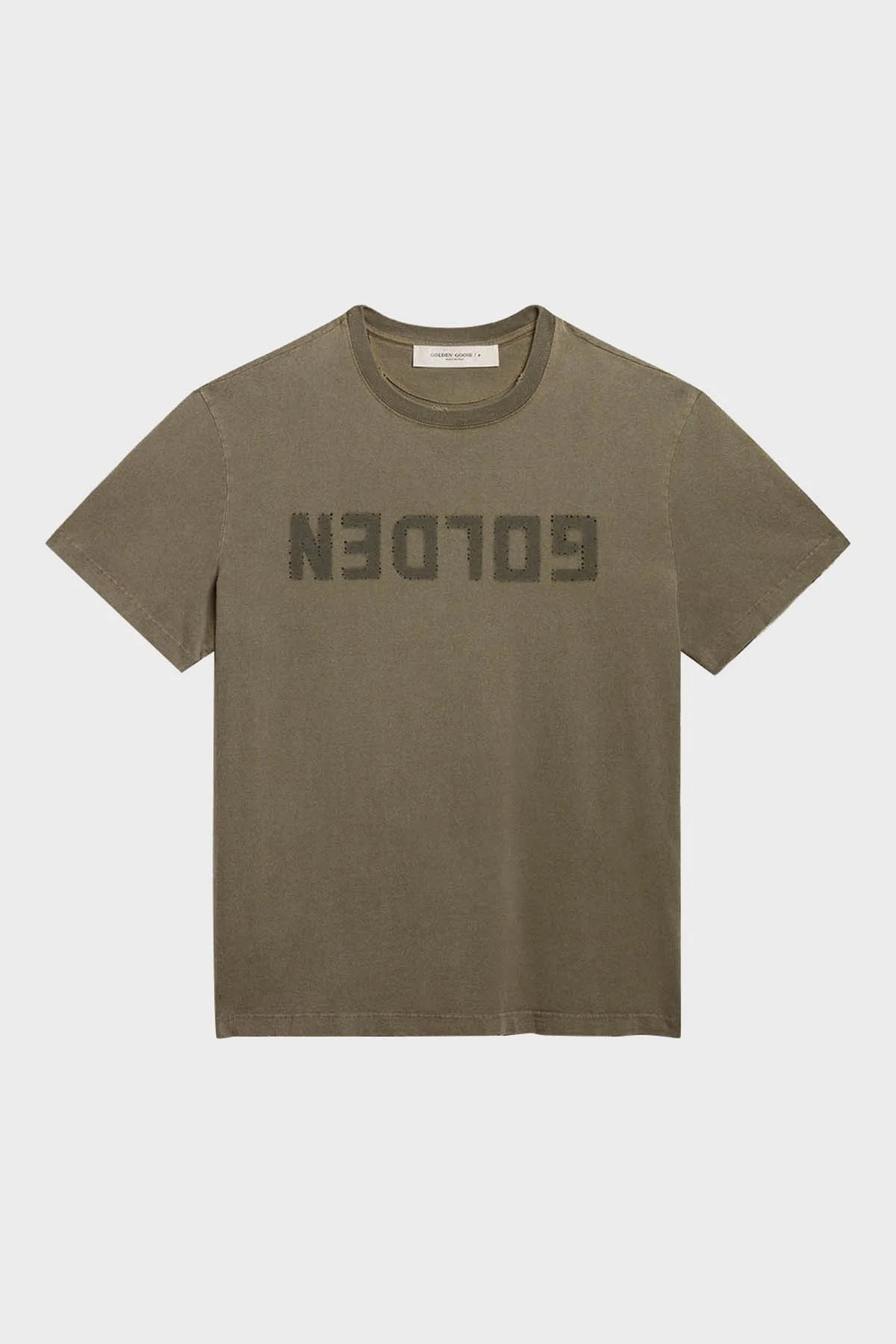 Golden Goose Pamuklu Regular Fit Bisiklet Yaka Erkek T Shirt GMP01220.P000671.35479 HAKİ - 5