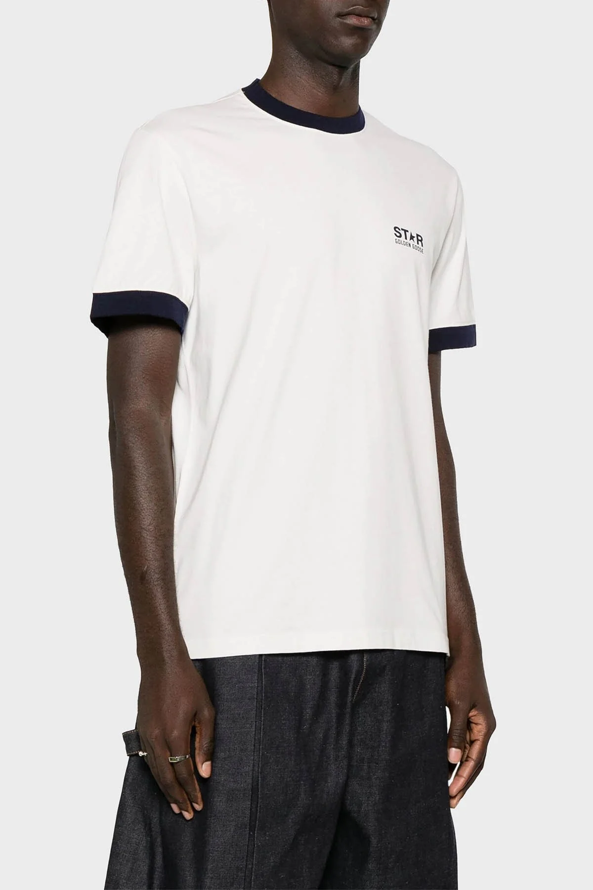 Golden Goose Pamuklu Regular Fit Bisiklet Yaka Erkek T Shirt GMP01784.P001489.11782 BEYAZ - 6