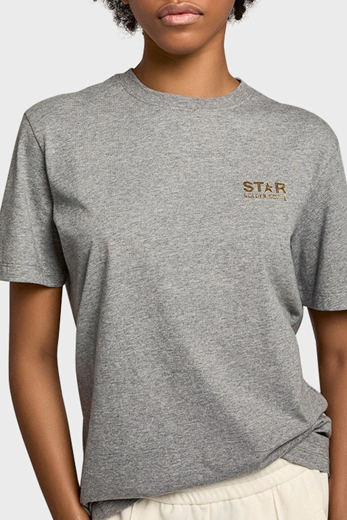 Golden Goose Pamuklu Sırt Baskılı Regular Fit Bisiklet Yaka Bayan T Shirt GWP01220.P000878.60311 GRİ - 2