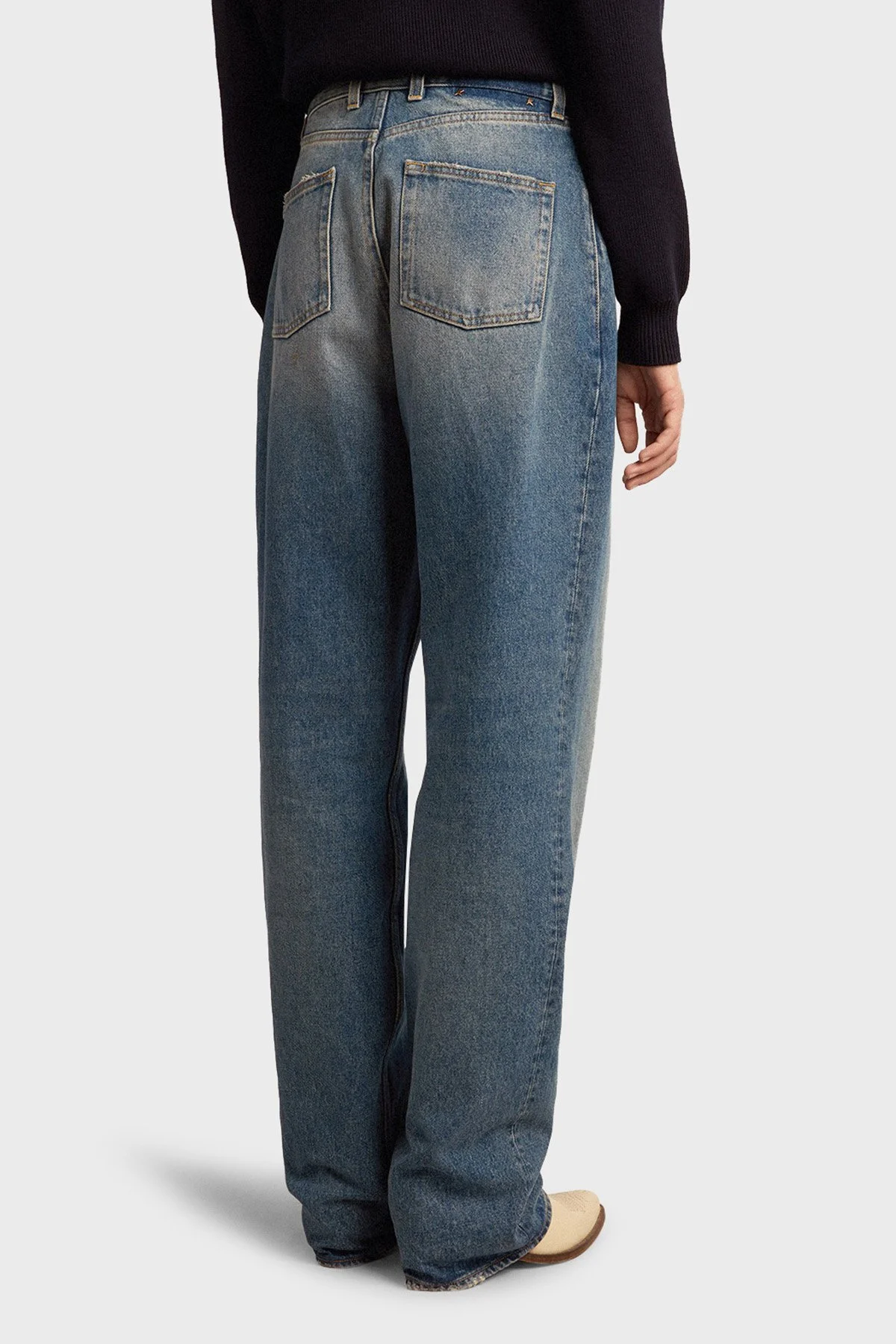 Golden Goose Pamuklu Yüksek Bel Wide Leg Jeans Kadın Kot Pantolon GWP00844.P000621.50100 Lacivert - 3