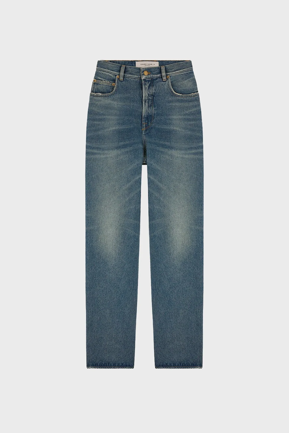 Golden Goose Pamuklu Yüksek Bel Wide Leg Jeans Kadın Kot Pantolon GWP00844.P000621.50100 Lacivert - 4
