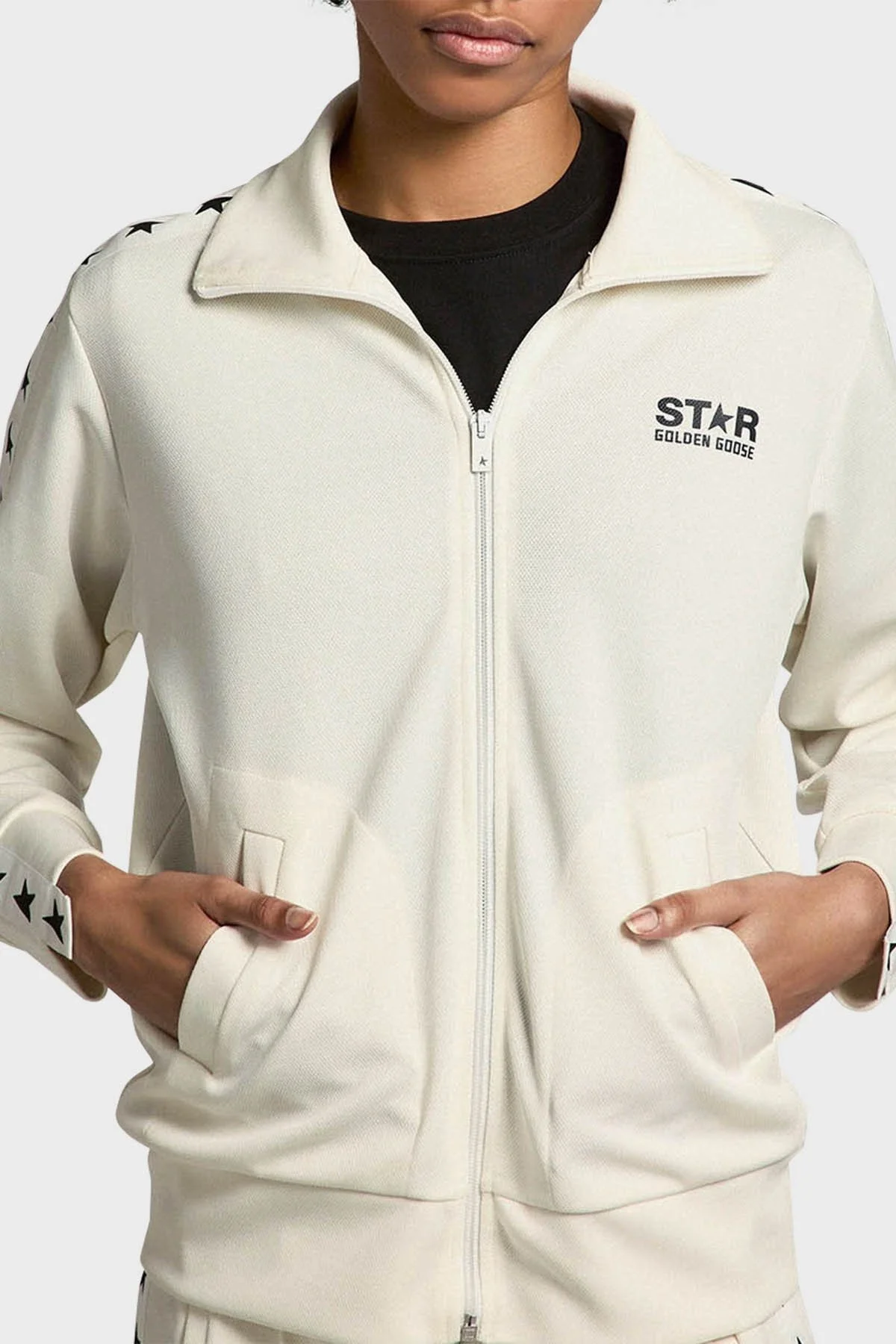 Golden Goose Regular Fit Fermuarlı Dik Yaka Bayan Sweat GWP00875.P000520.81347 BEJ - 1