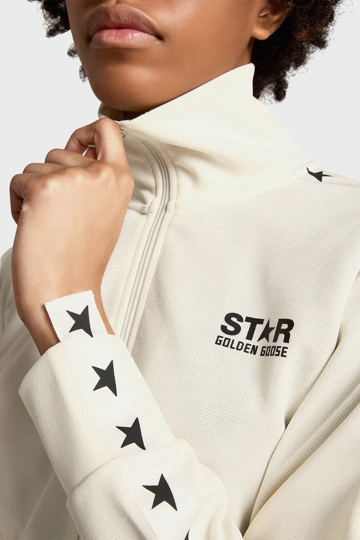 Golden Goose Regular Fit Fermuarlı Dik Yaka Bayan Sweat GWP00875.P000520.81347 BEJ - 2