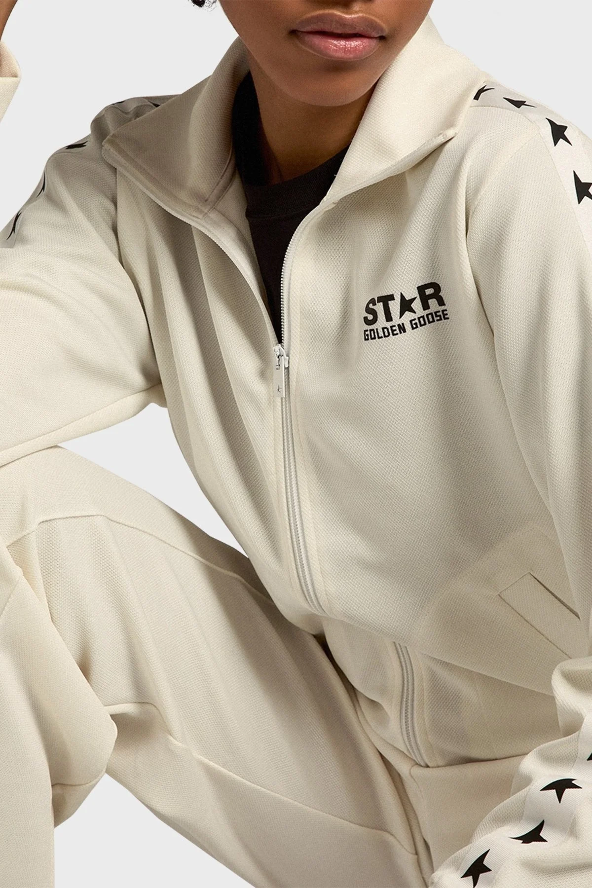 Golden Goose Regular Fit Fermuarlı Dik Yaka Bayan Sweat GWP00875.P000520.81347 BEJ - 3