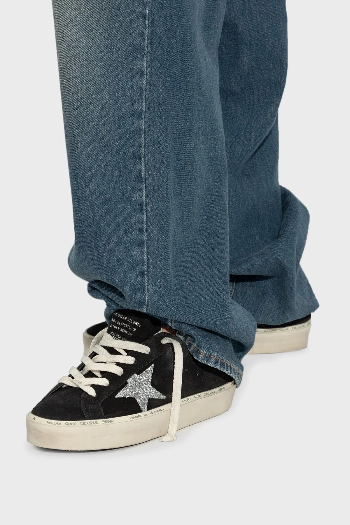 Golden Goose Simli Hakiki Deri Kalın Tabanlı Sneaker Bayan Ayakkabı GWF00118.F006389.90179 SİYAH - 2