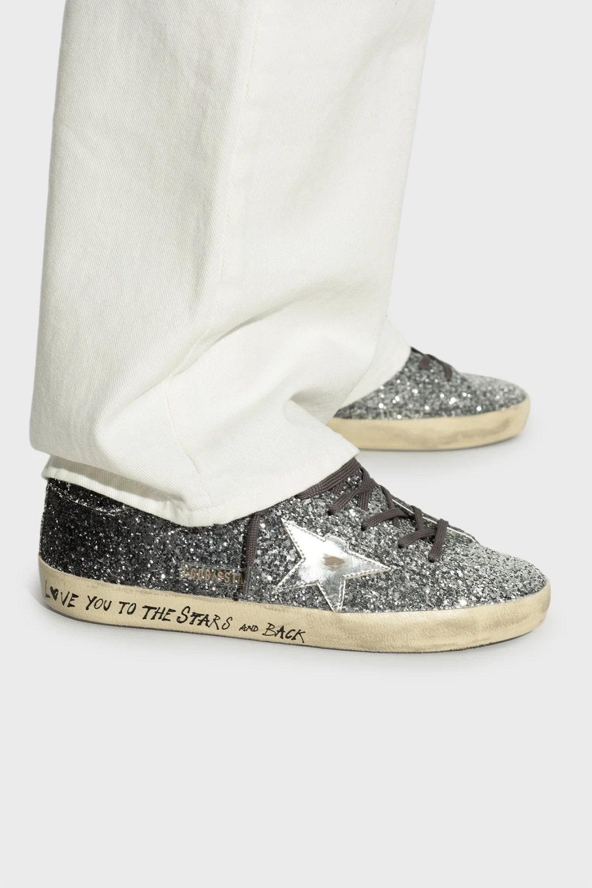 Golden Goose Simli Hakiki Deri Sneaker Bayan Ayakkabı GWF00101.F007470.60246 GÜMÜŞ-SİYAH - 2