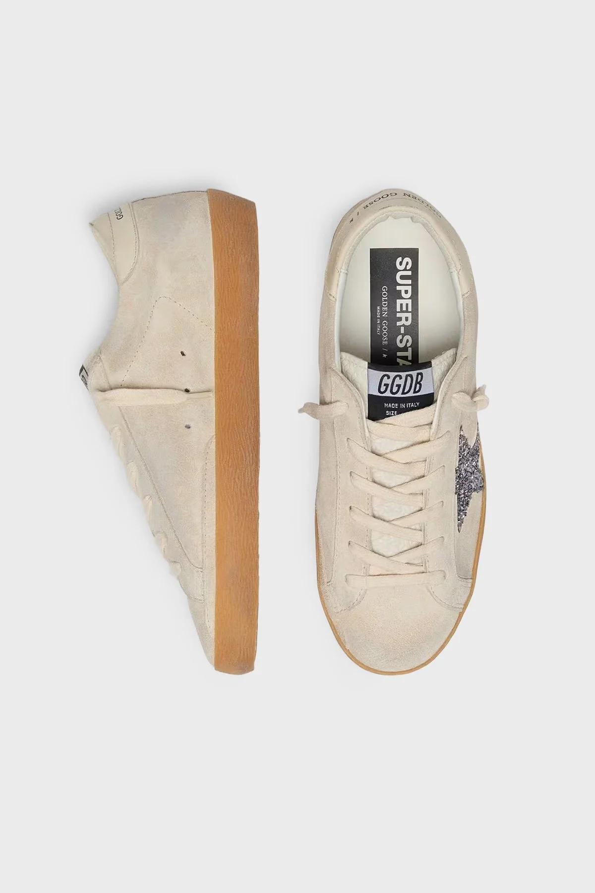 Golden Goose Süet Logolu Sneaker Kadın Ayakkabı GWF00101.F007202.15751 Antrasit-krem - 3
