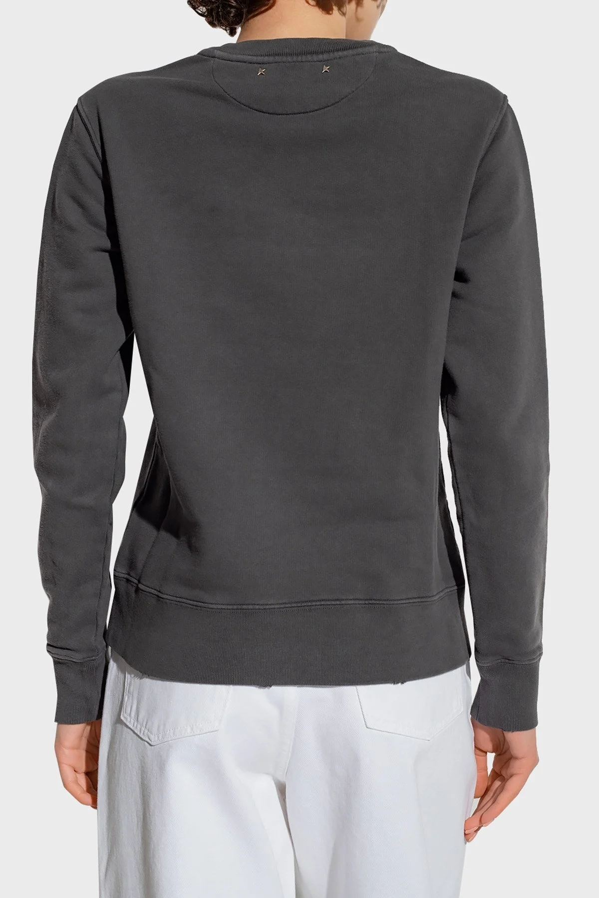 Golden Goose Taşlı % 100 Pamuk Regular Fit Bisiklet Yaka Bayan Sweat GWP01223.P000672.60318 ANTRASİT - 3