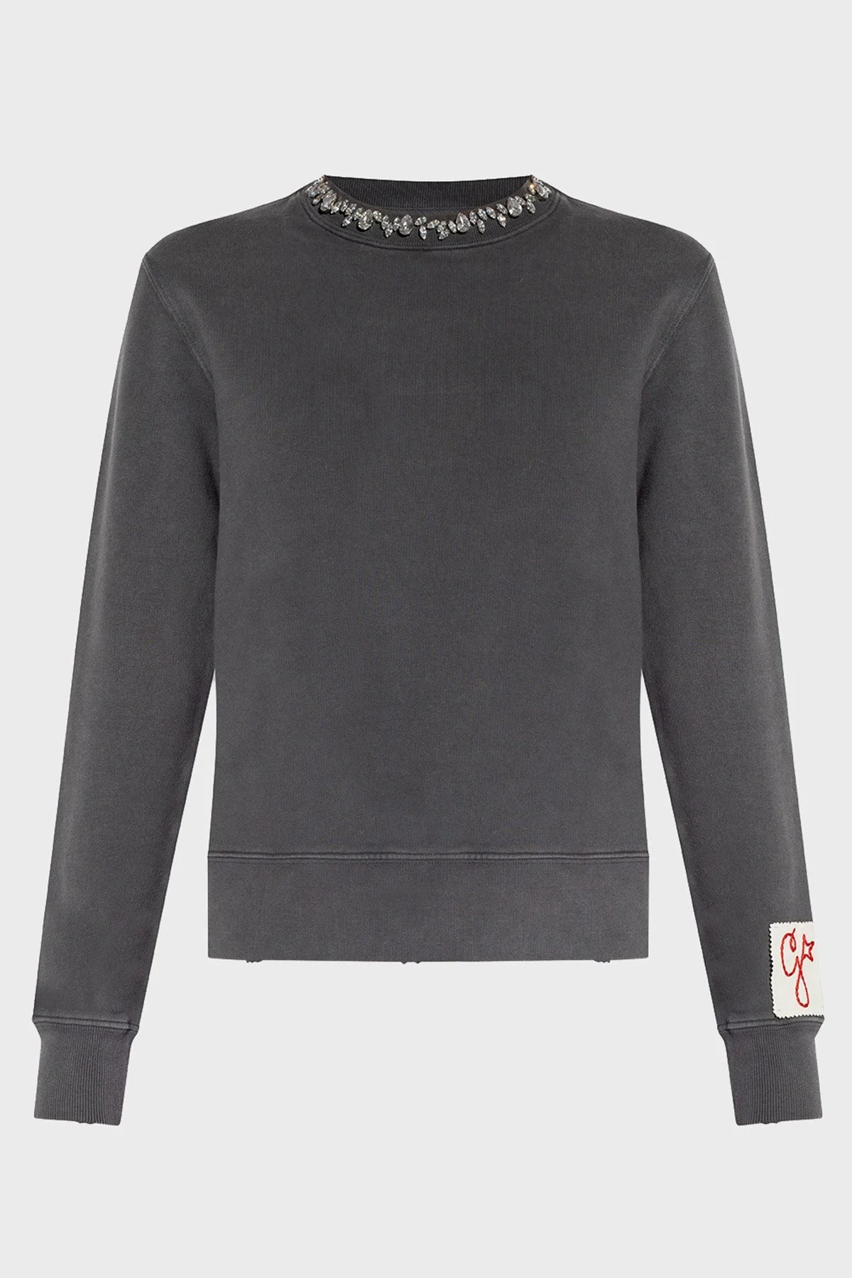 Golden Goose Taşlı % 100 Pamuk Regular Fit Bisiklet Yaka Bayan Sweat GWP01223.P000672.60318 ANTRASİT - 4