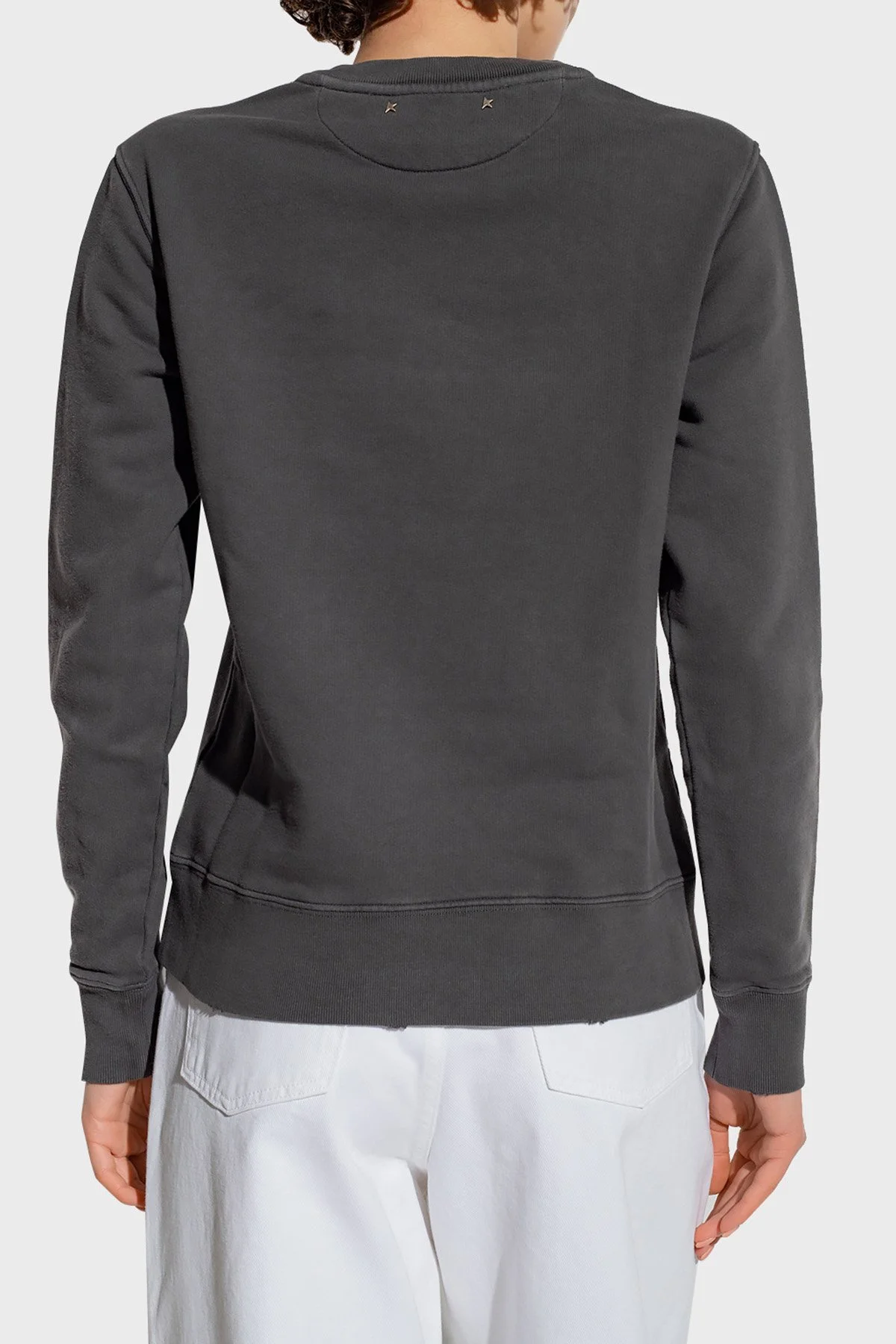 Golden Goose Taşlı % 100 Pamuk Regular Fit Bisiklet Yaka Kadın Sweat GWP01223.P000672.60318 Antrasit - 3