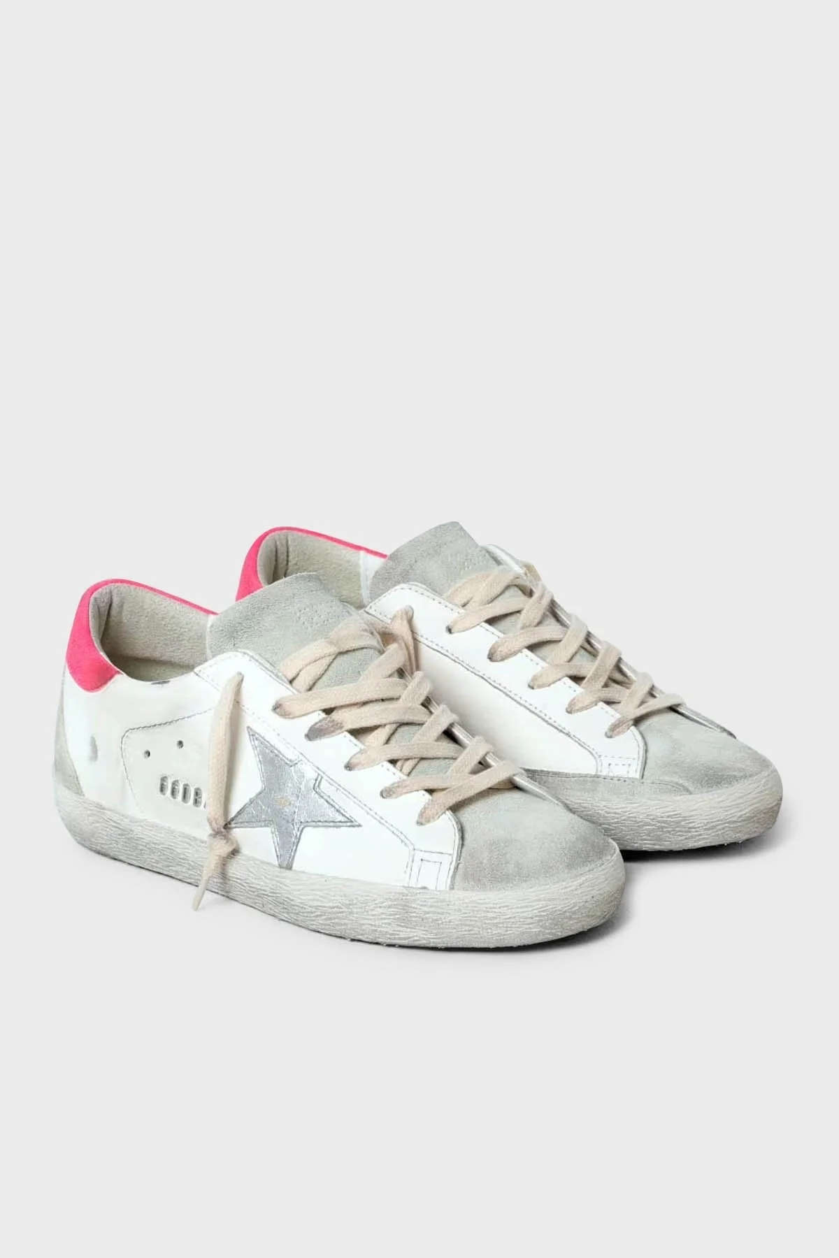 Golden Goose Vintage Deri Süet Sneaker Bayan Ayakkabı GWF00102.F005356.81490 BEYAZ-PEMBE - 2