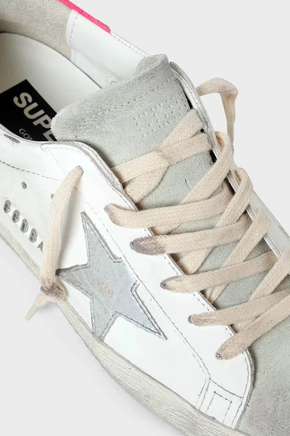 Golden Goose Vintage Deri Süet Sneaker Bayan Ayakkabı GWF00102.F005356.81490 BEYAZ-PEMBE - 4