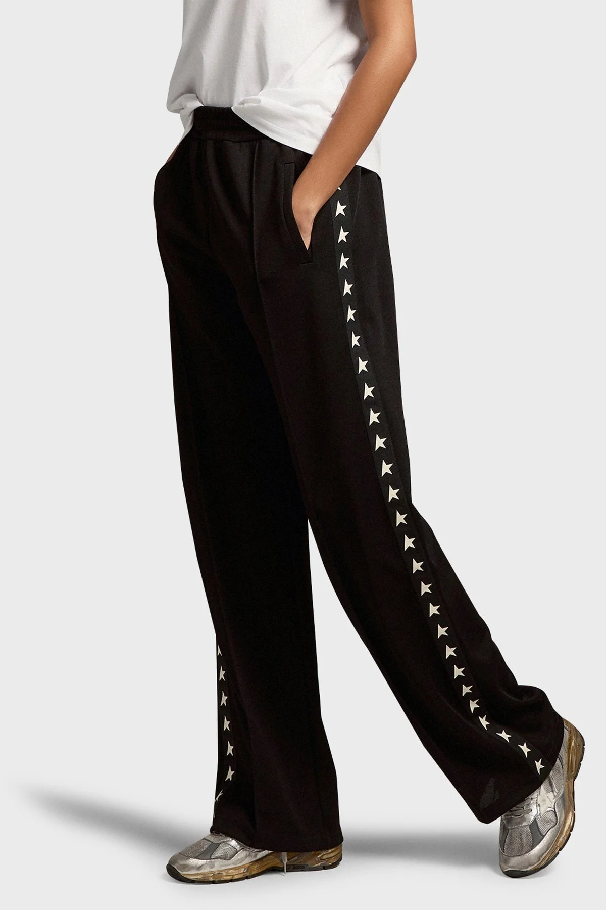 Golden Goose Vintage Geniş Paça Spor Bayan Pantolon GWP00877.P000521.80203 SİYAH - 1