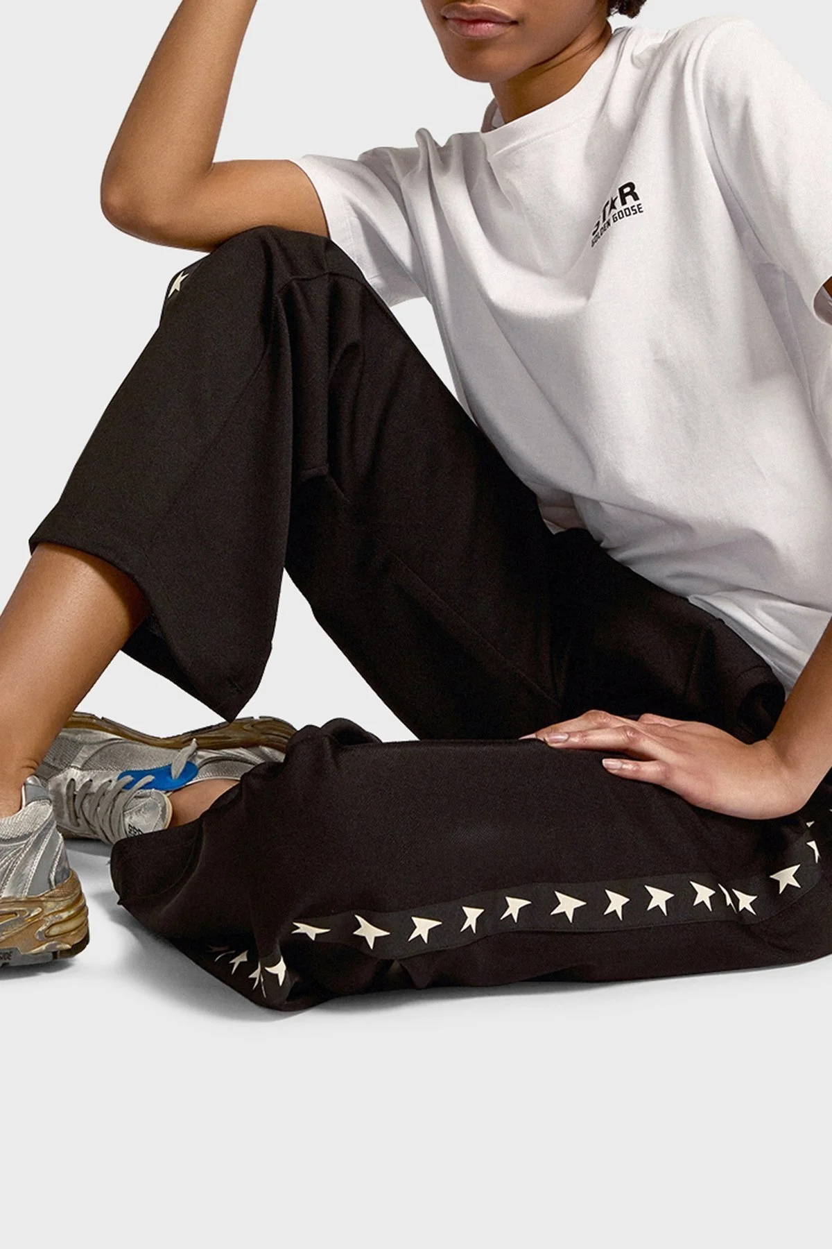 Golden Goose Vintage Geniş Paça Spor Bayan Pantolon GWP00877.P000521.80203 SİYAH - 3
