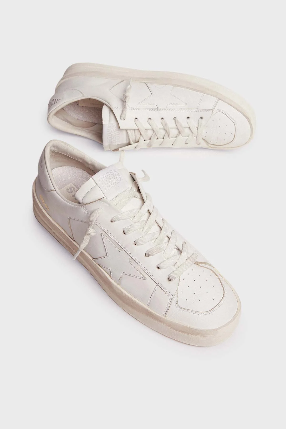 Golden Goose Vintage Hakiki Deri Sneaker Erkek Ayakkabı GMF00128.F000566.10100 BEYAZ - 4