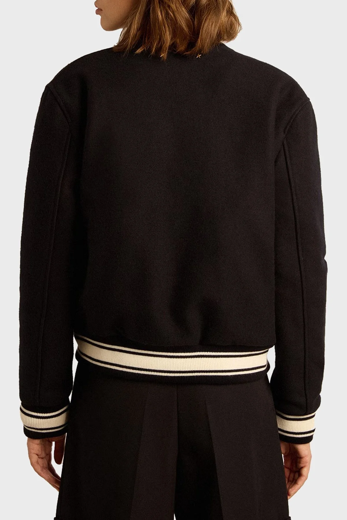 Golden Goose Yünlü Logolu Loose Fit Kolej Yaka Bayan Ceket GWP00832.P000618.50486 LACİVERT - 7