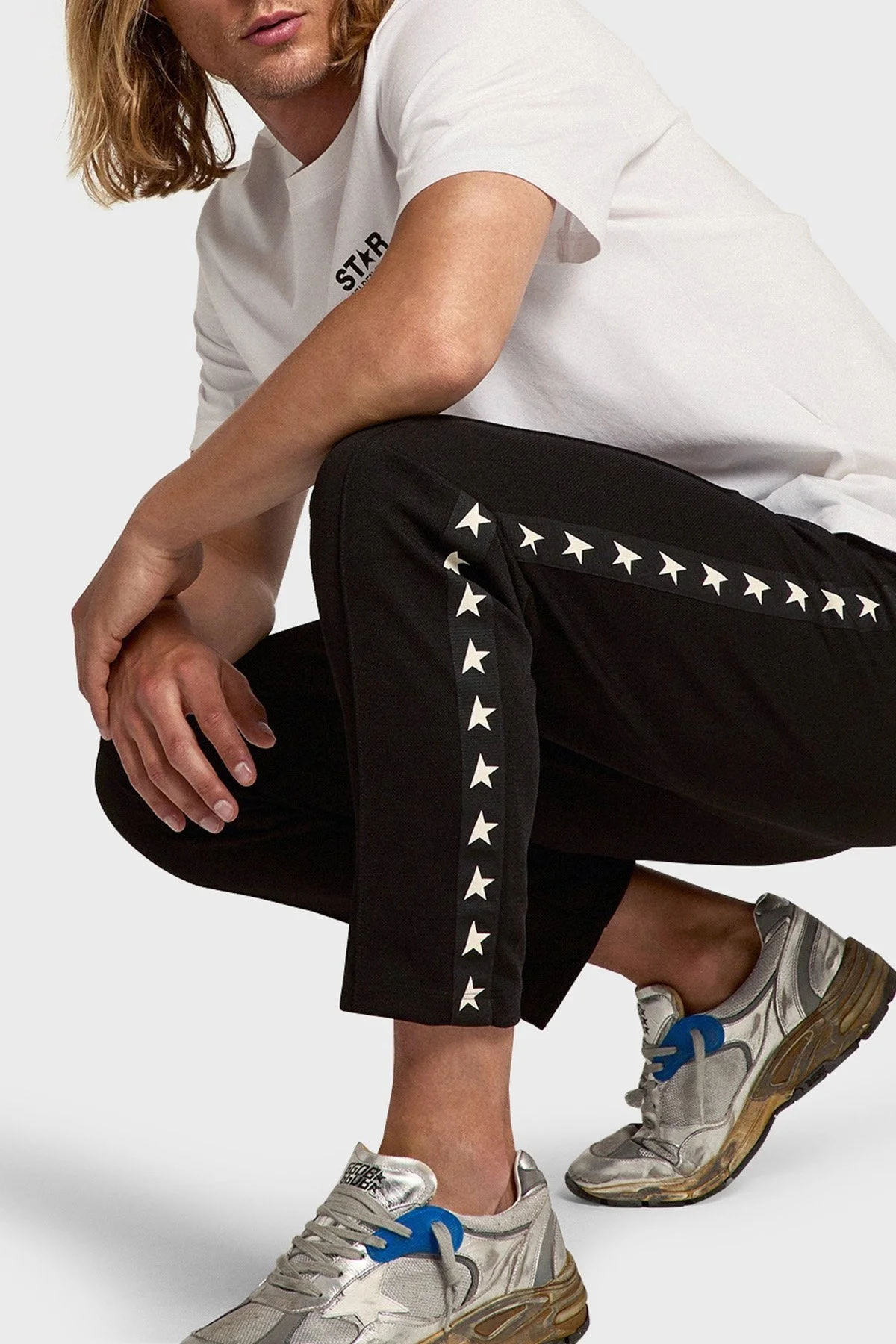 Golsen Goose Yanları Yıldız Şeritli Jogger Erkek Pantolon GMP00877.P000521.80203 SİYAH - 2