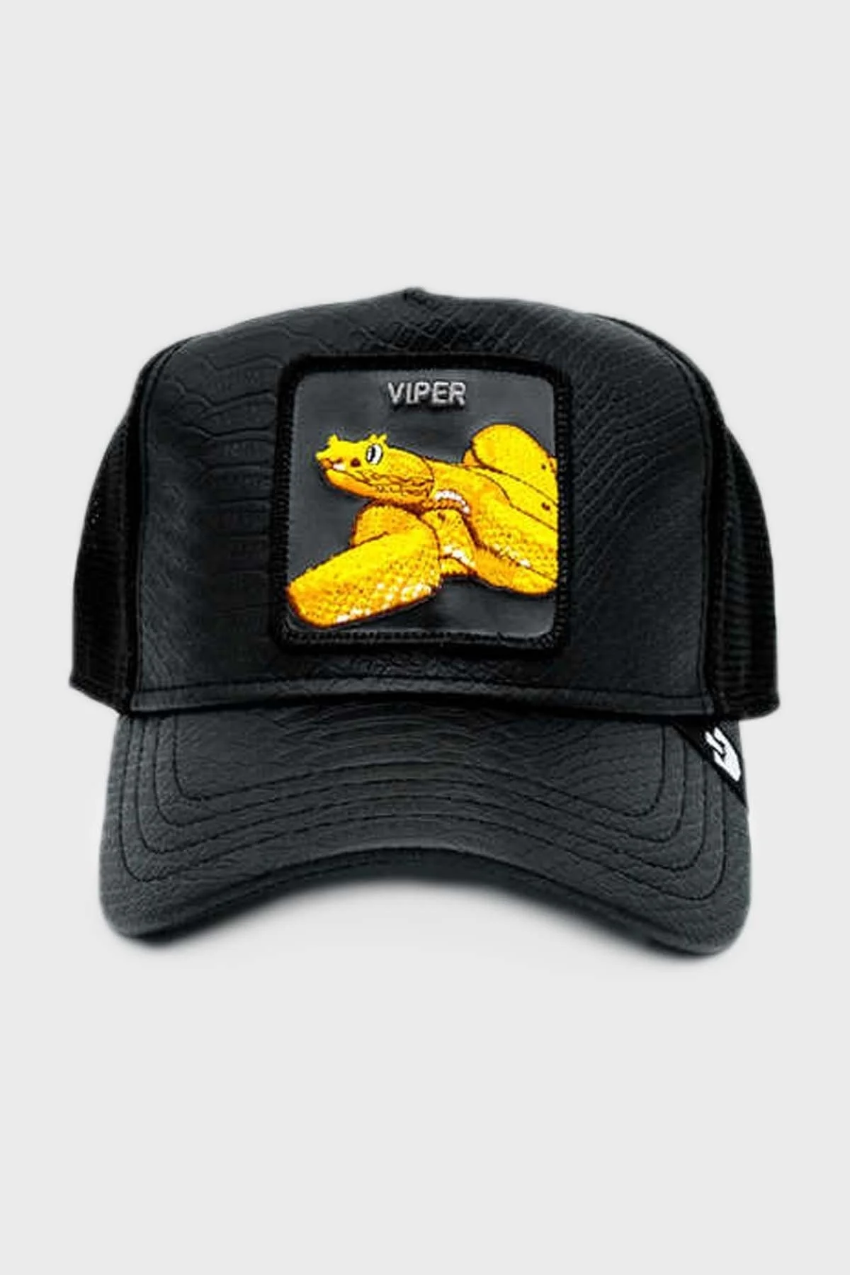 Goorin Bross Night Viper File Detaylı Deri Görünümlü Animal Desenli Unisex Şapka 1010823 SİYAH - 1