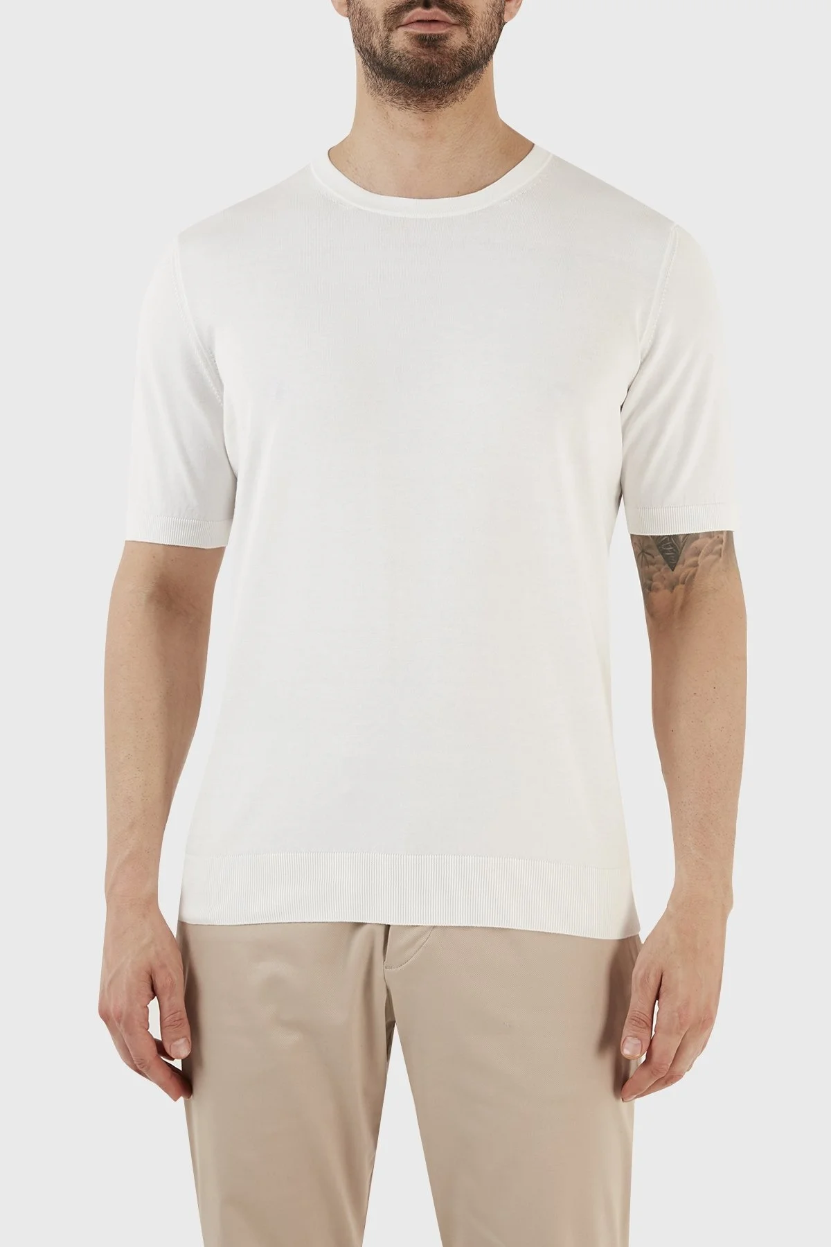 Gran Sasso % 100 Pamuk Regular Fit Bisiklet Yaka Erkek T Shirt 43104 29401 005 BEYAZ - 1
