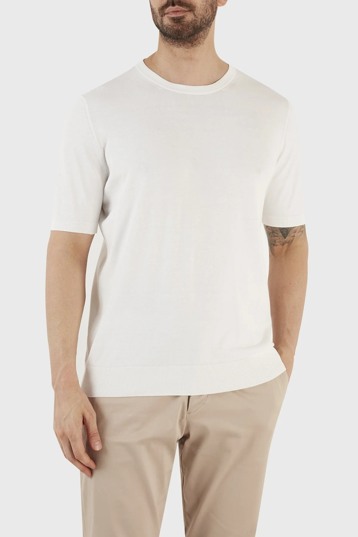 Gran Sasso % 100 Pamuk Regular Fit Bisiklet Yaka Erkek T Shirt 43104 29401 005 BEYAZ - 2