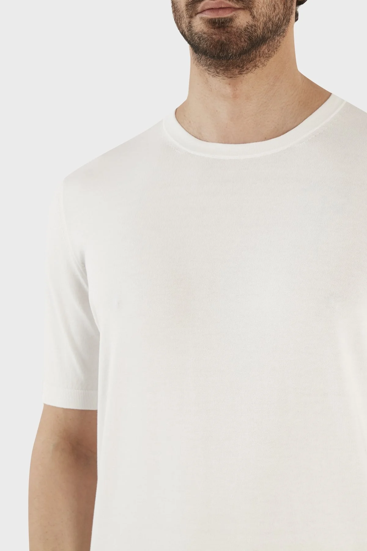 Gran Sasso % 100 Pamuk Regular Fit Bisiklet Yaka Erkek T Shirt 43104 29401 005 BEYAZ - 4