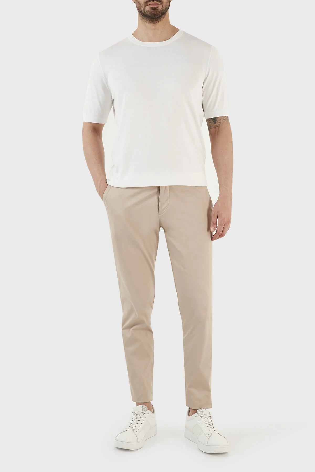 Gran Sasso % 100 Pamuk Regular Fit Bisiklet Yaka Erkek T Shirt 43104 29401 005 BEYAZ - 5
