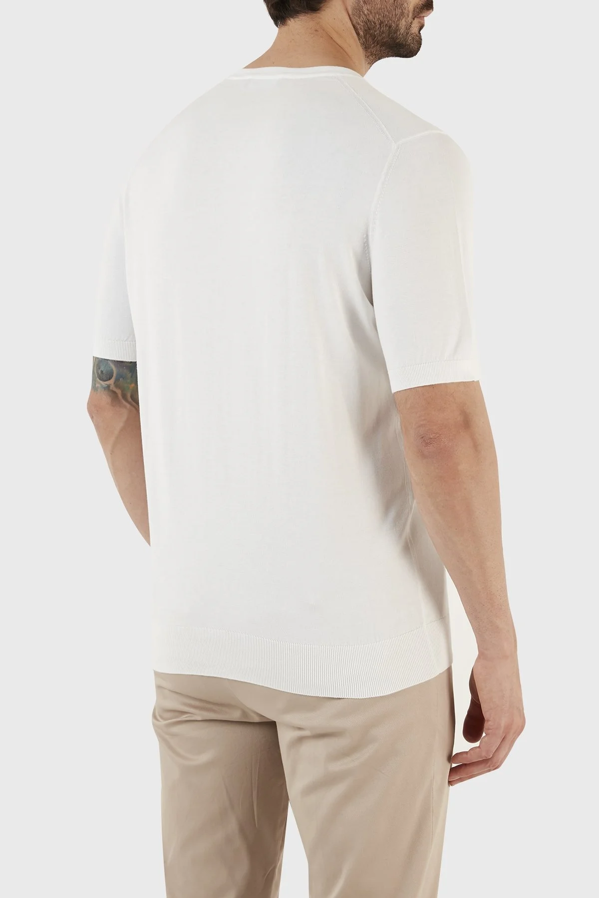 Gran Sasso % 100 Pamuk Regular Fit Bisiklet Yaka Erkek T Shirt 43104 29401 005 BEYAZ - 6