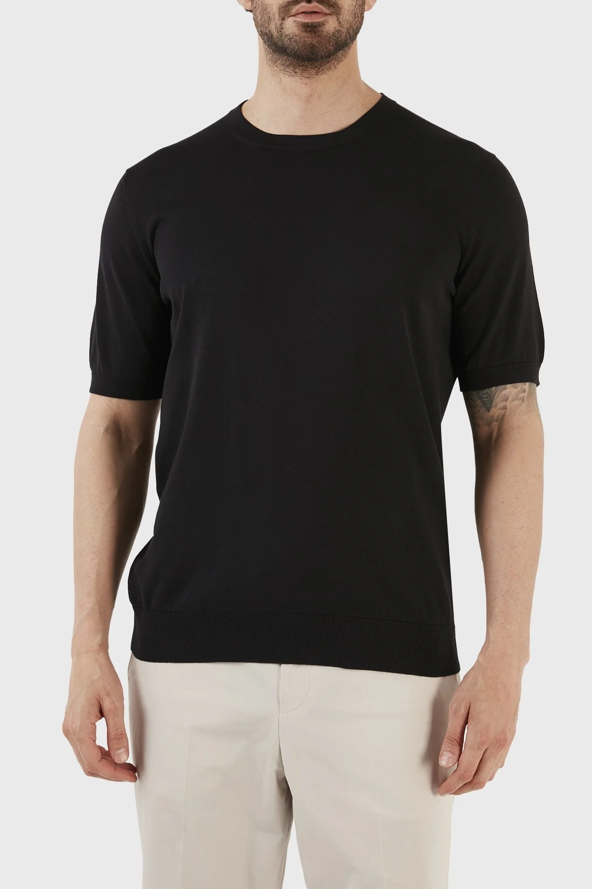Gran Sasso % 100 Pamuk Regular Fit Bisiklet Yaka Erkek T Shirt 43104 29401 099 SİYAH - 1