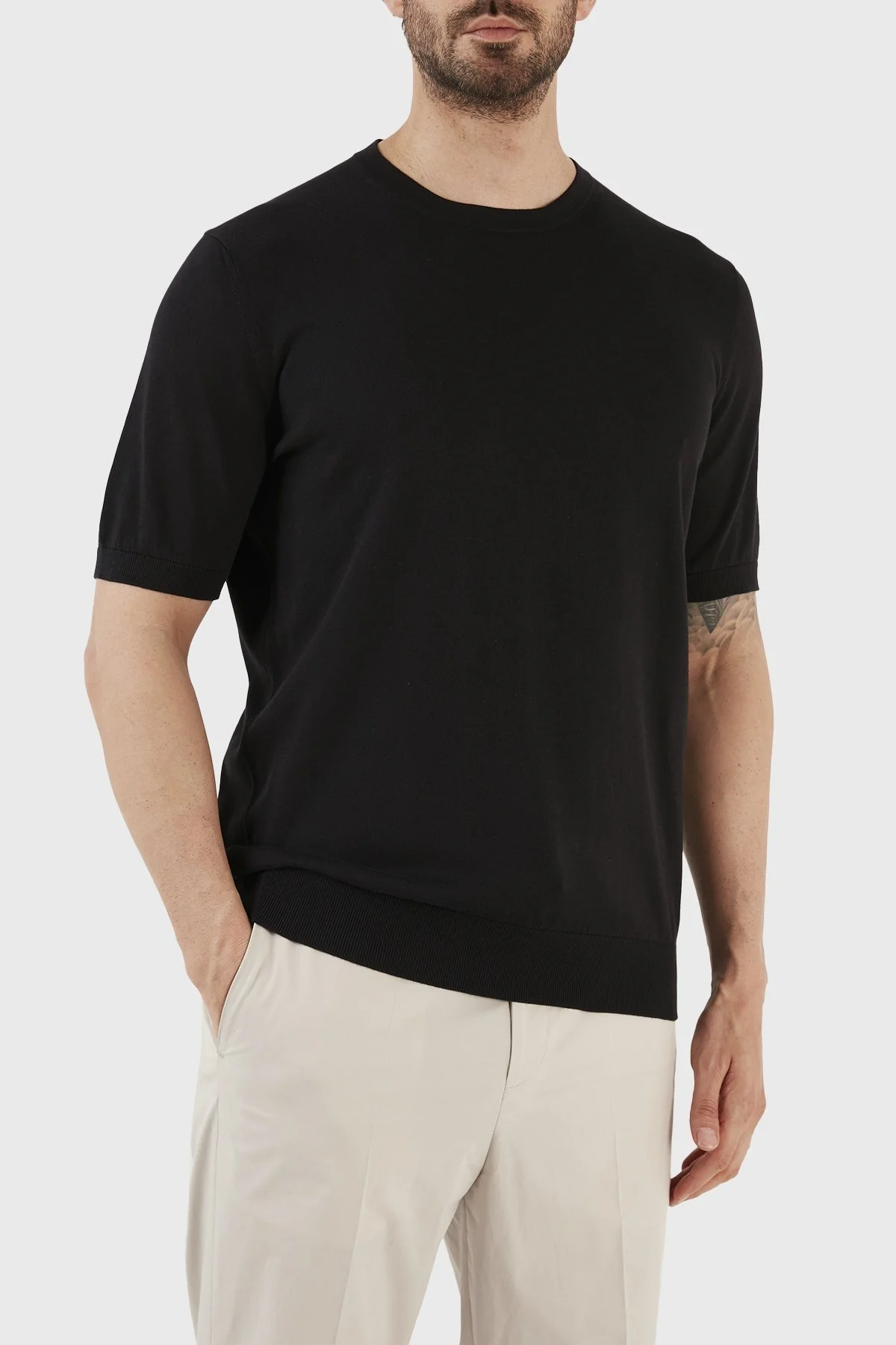 Gran Sasso % 100 Pamuk Regular Fit Bisiklet Yaka Erkek T Shirt 43104 29401 099 SİYAH - 2