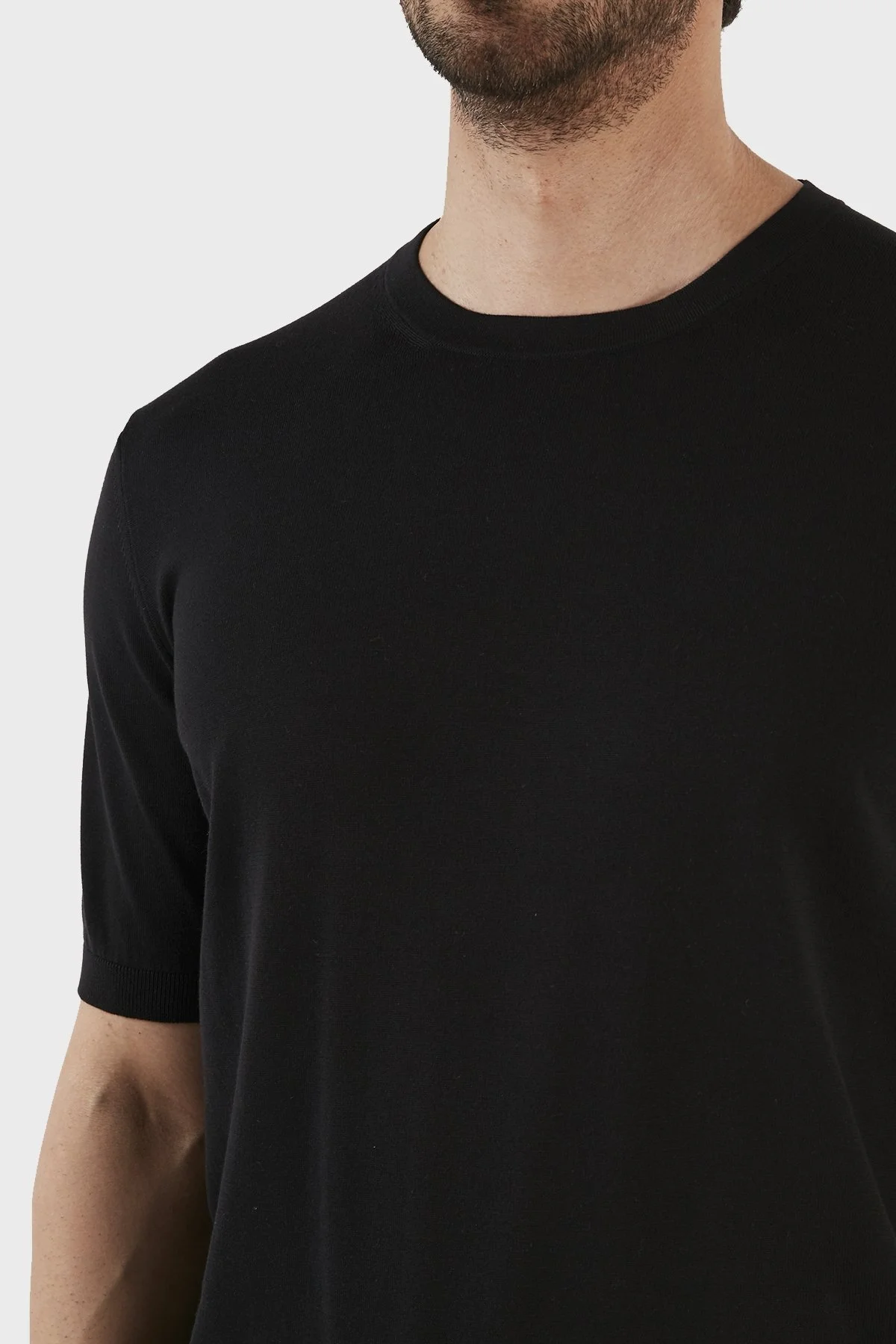 Gran Sasso % 100 Pamuk Regular Fit Bisiklet Yaka Erkek T Shirt 43104 29401 099 SİYAH - 4