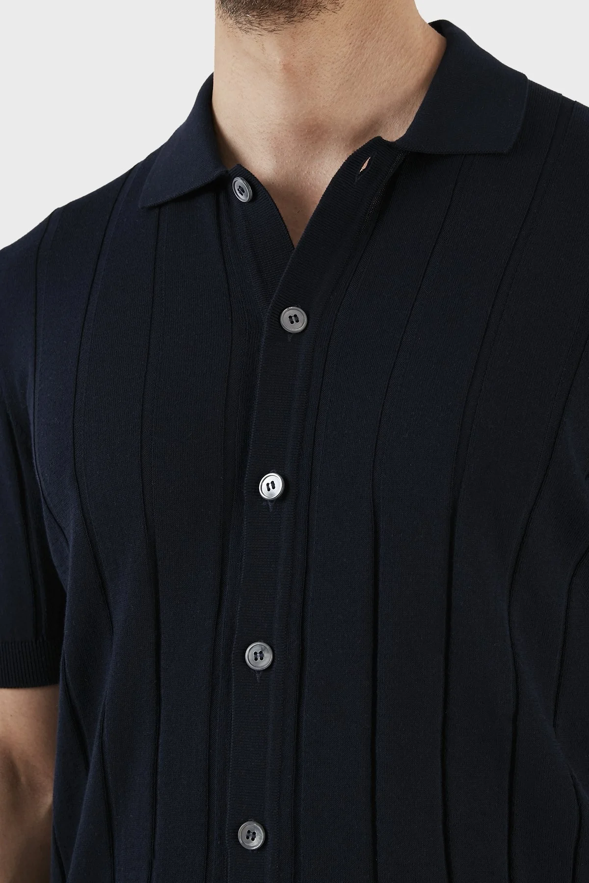 Gran Sasso % 100 Pamuk Regular Fit Düğmeli Triko Erkek Gömlek 57143 20634 598 LACİVERT - 5