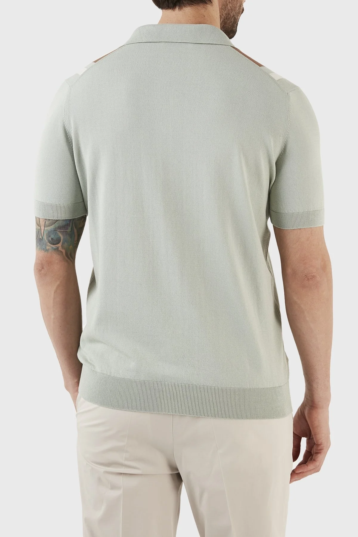 Gran Sasso % 100 Pamuk Regular Fit Kısa Kollu Triko Erkek Gömlek 59135 20646 412 MİNT - 5