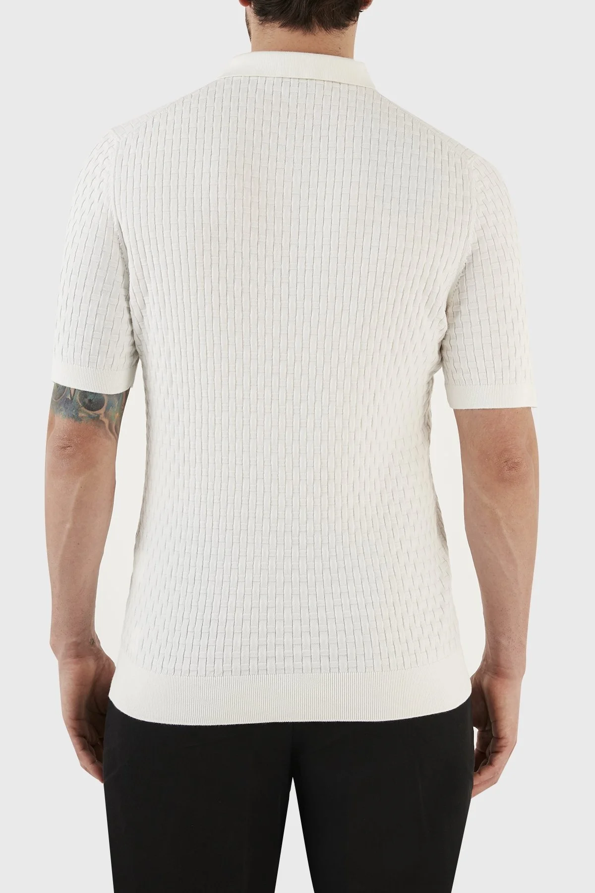 Gran Sasso % 100 Pamuk Regular Fit Triko Düğmeli Erkek Polo T Shirt 57113 18018 005 BEYAZ - 6