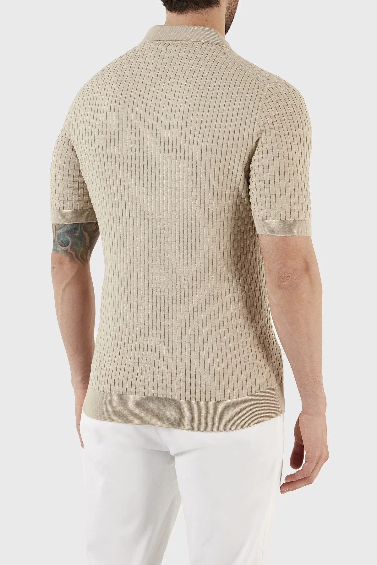 Gran Sasso % 100 Pamuk Regular Fit Triko Düğmeli Erkek Polo T Shirt 57113 18018 120 BEJ - 6