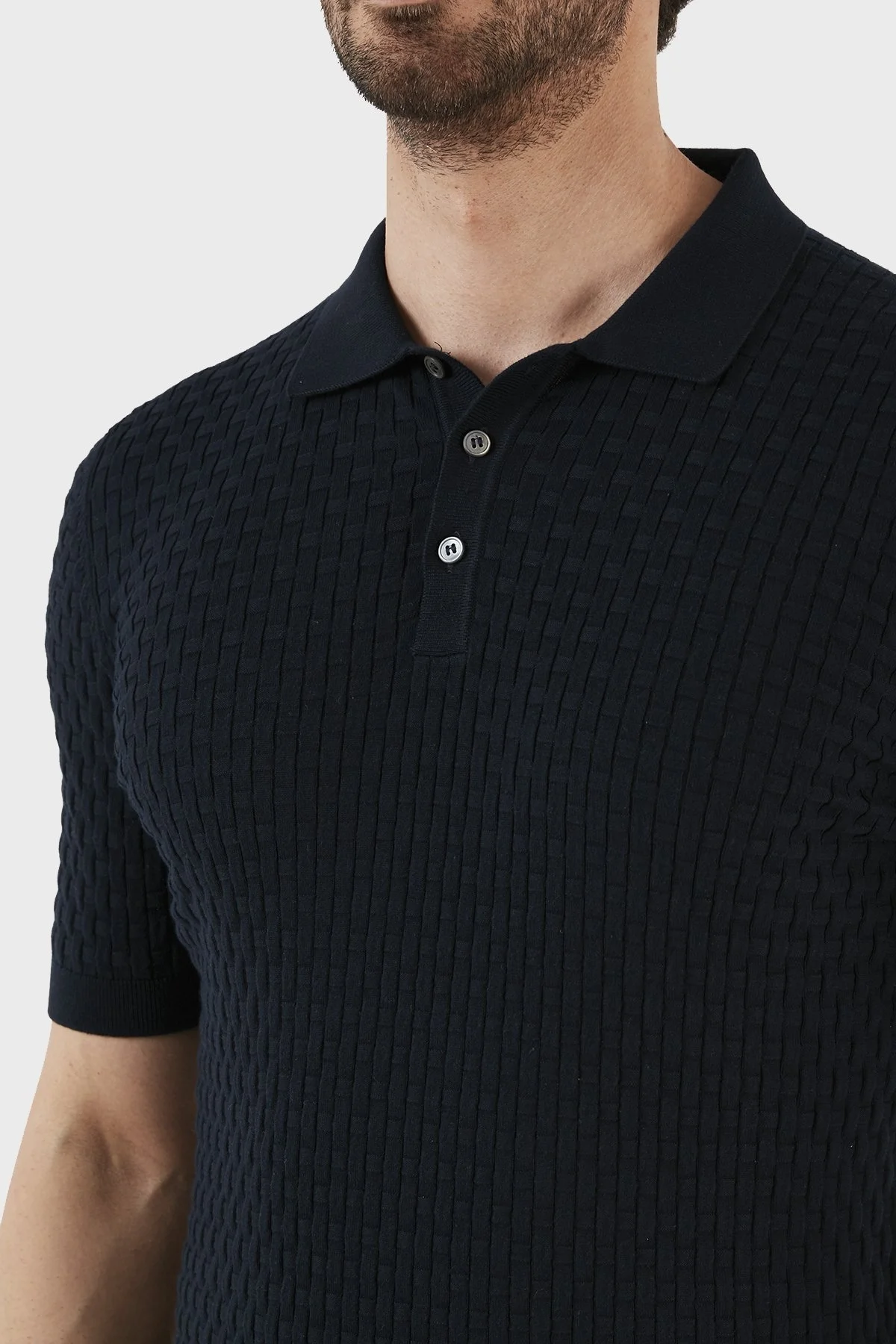 Gran Sasso % 100 Pamuk Regular Fit Triko Düğmeli Erkek Polo T Shirt 57113 18018 598 LACİVERT - 5
