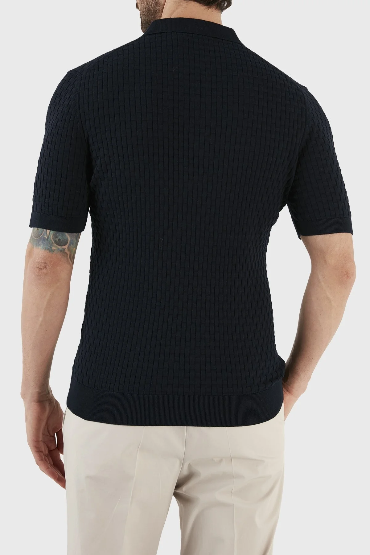 Gran Sasso % 100 Pamuk Regular Fit Triko Düğmeli Erkek Polo T Shirt 57113 18018 598 LACİVERT - 6