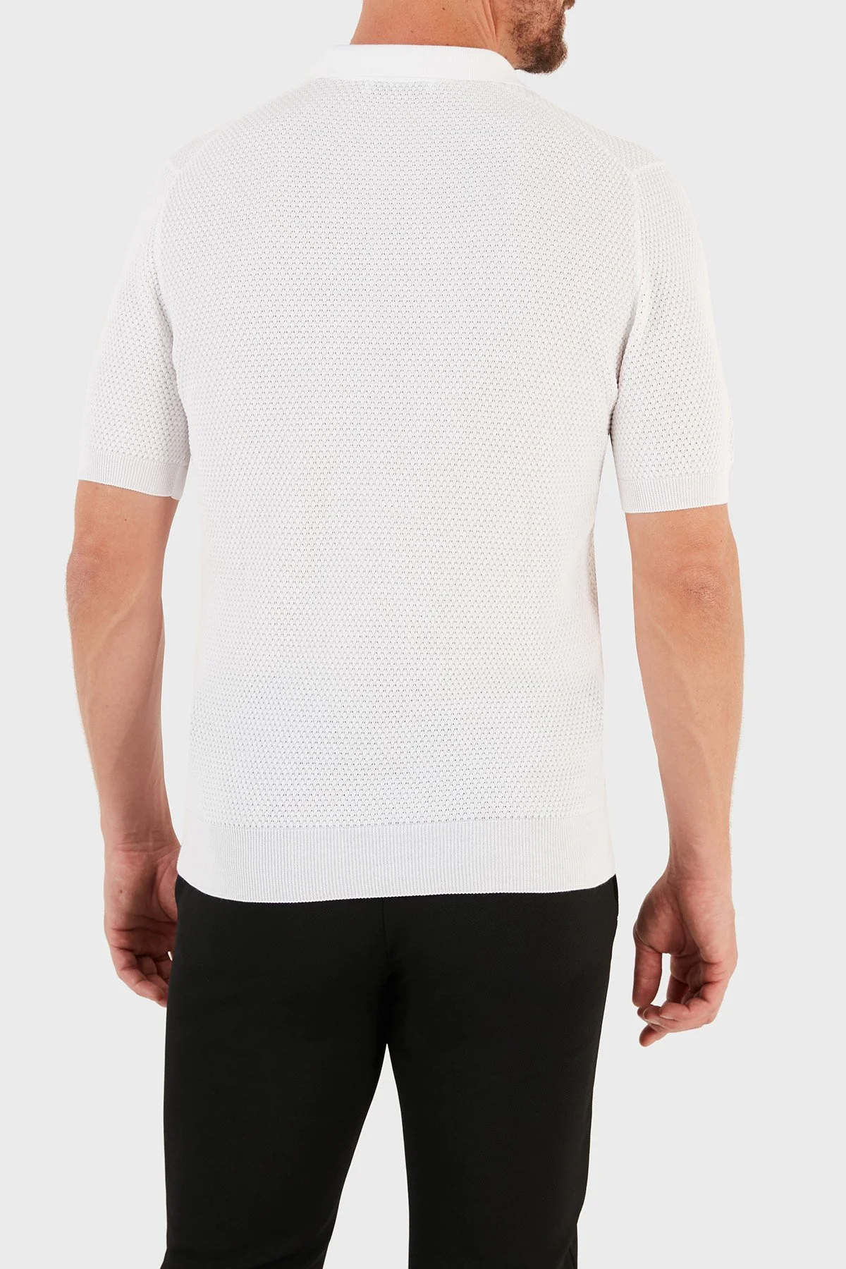 Gran Sasso % 100 Pamuk Slim Fit Düğmeli Erkek Polo T Shirt 57113 20620 002 BEYAZ - 3
