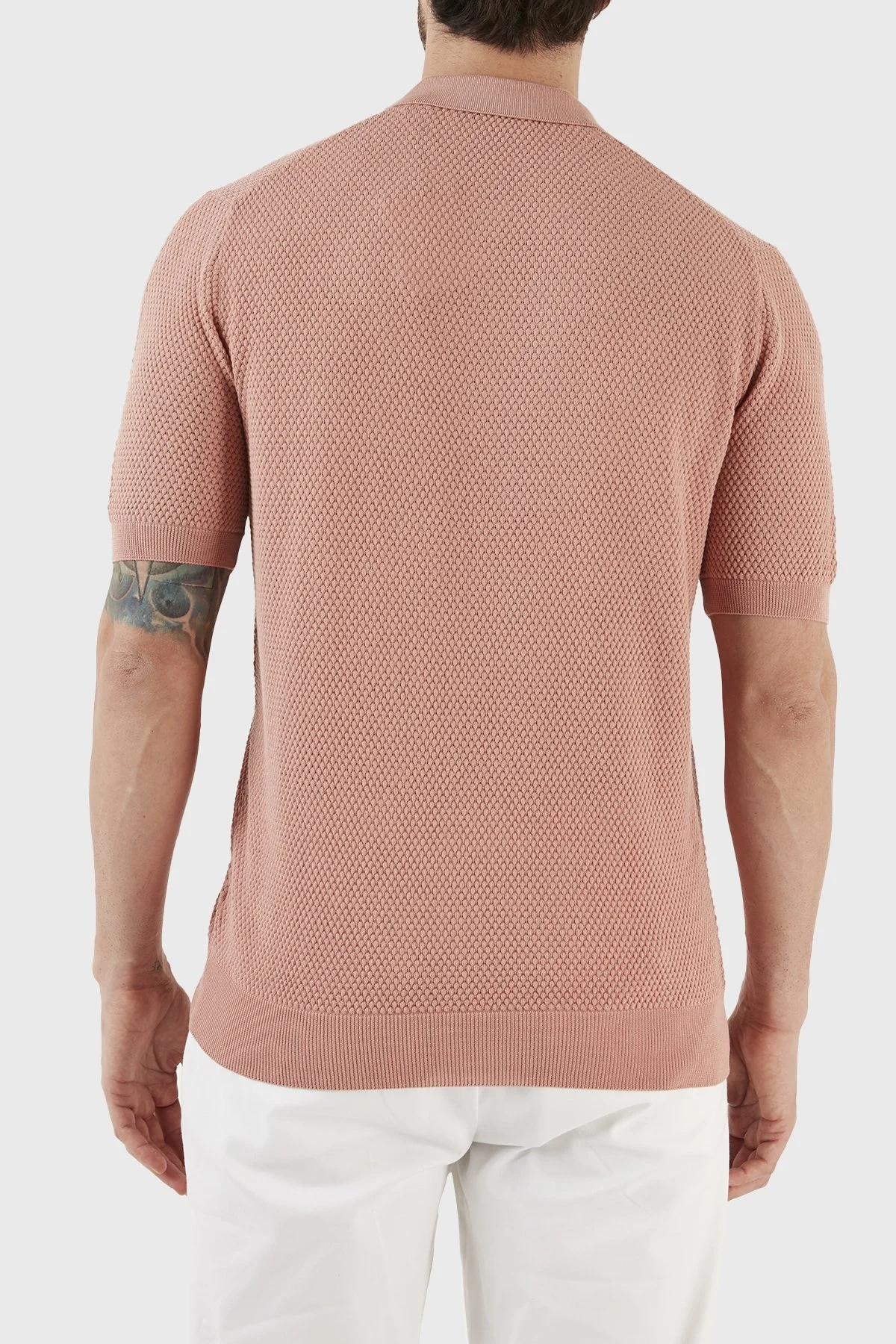 Gran Sasso % 100 Pamuk Slim Fit Düğmeli Erkek Polo T Shirt 57113 20620 329 PUDRA - 10