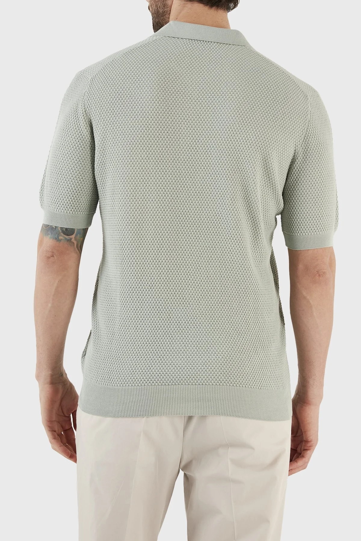 Gran Sasso % 100 Pamuk Slim Fit Düğmeli Erkek Polo T Shirt 57113 20620 412 MİNT - 6