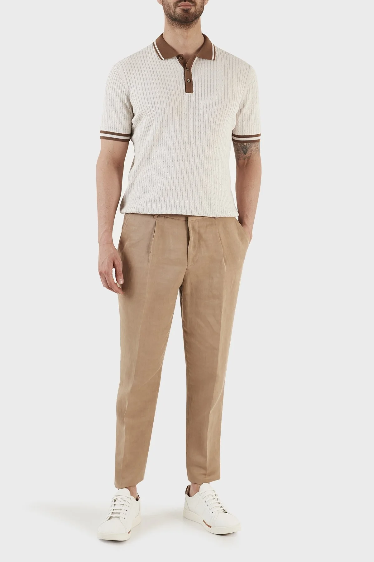 Gran Sasso % 100 Pamuk Slim Fit Düğmeli Erkek Polo T Shirt 57113 20625 006 TAŞ - 4