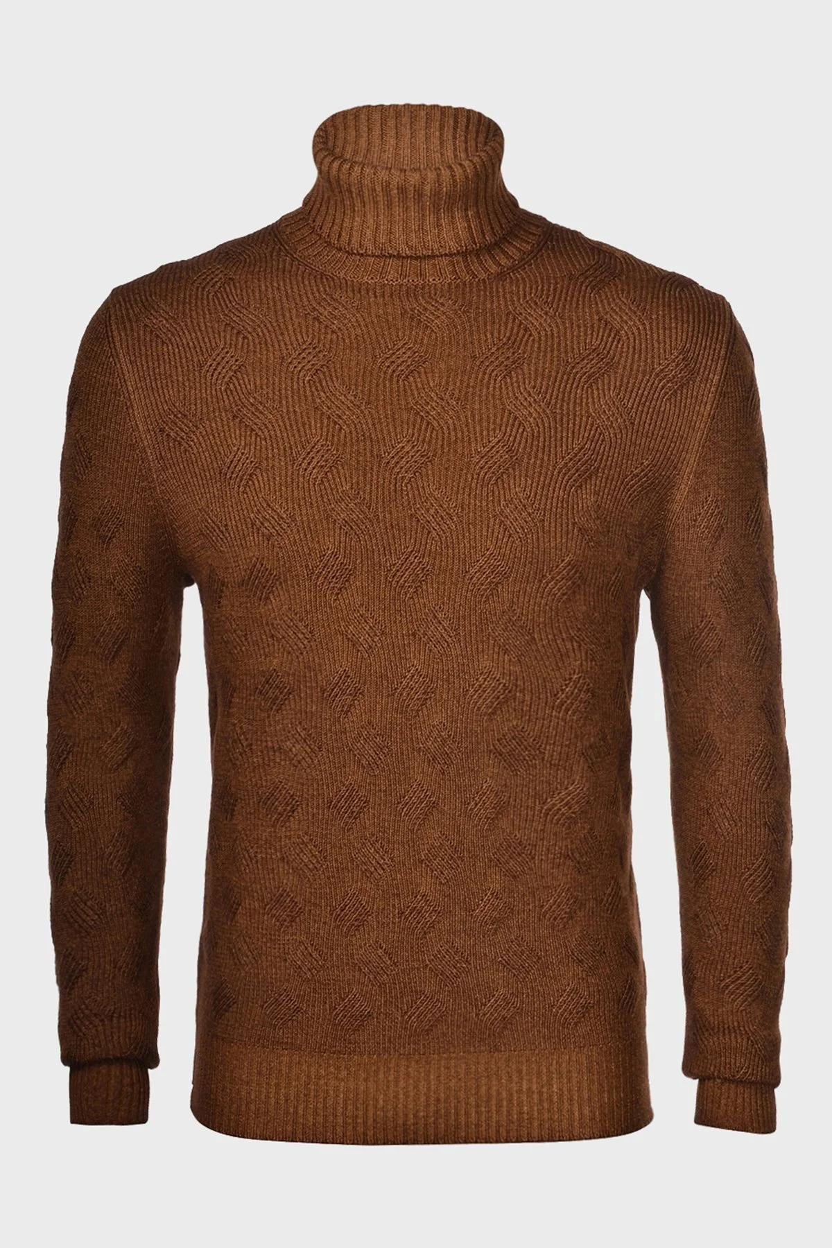 Gran Sasso % 100 Yün Balıkçı Yaka Erkek Kazak 23166 31713 123 KAHVE - 1