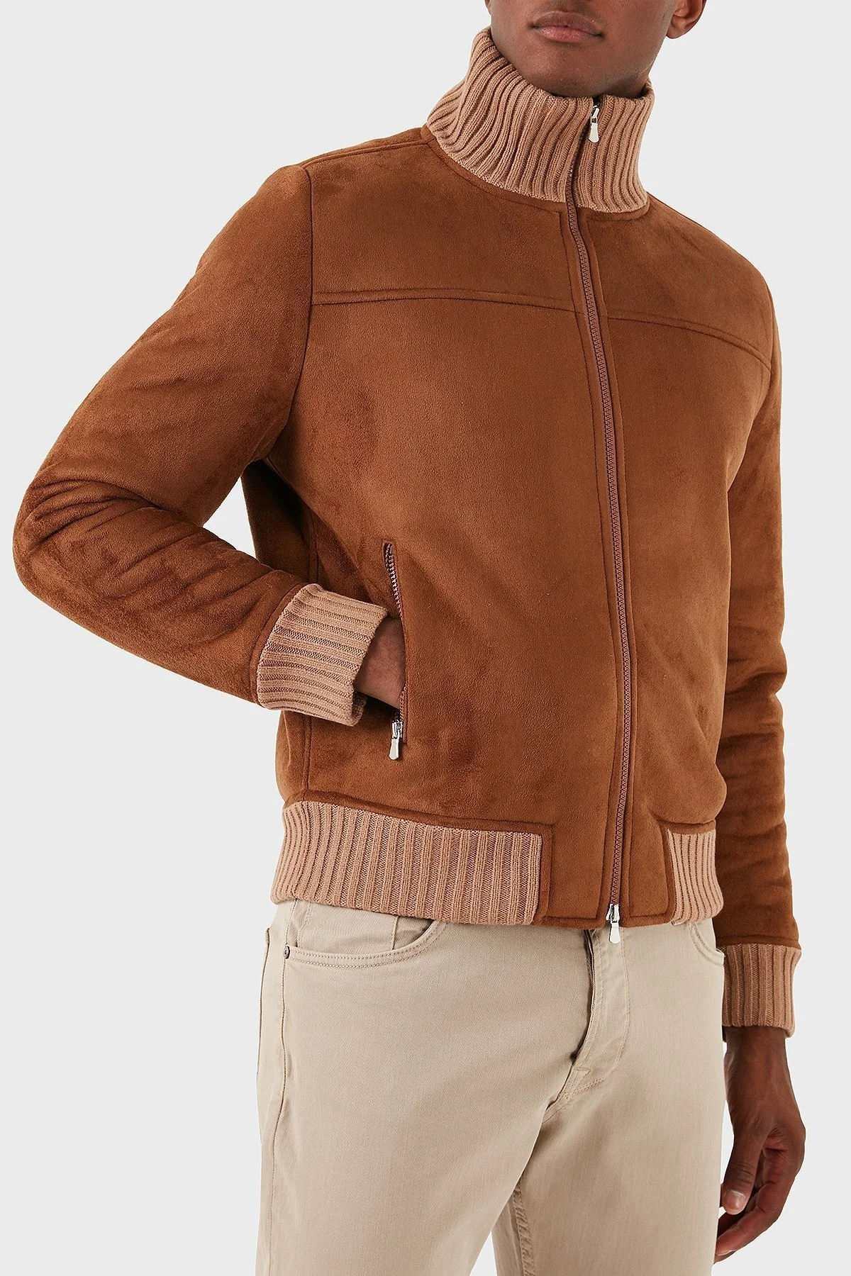 Gran Sasso % 100 Yün Regular Fit Dik Yaka Erkek Ceket 78148 58000 190 TABA - 4