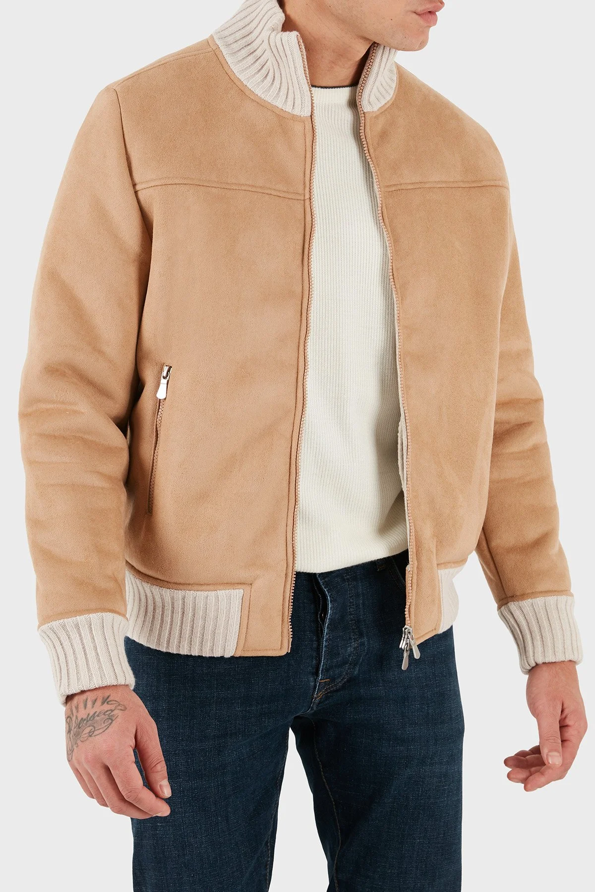 Gran Sasso % 100 Yün Regular Fit Dik Yaka Fermuarlı Erkek Ceket 78148 58000 120 TABA - 5