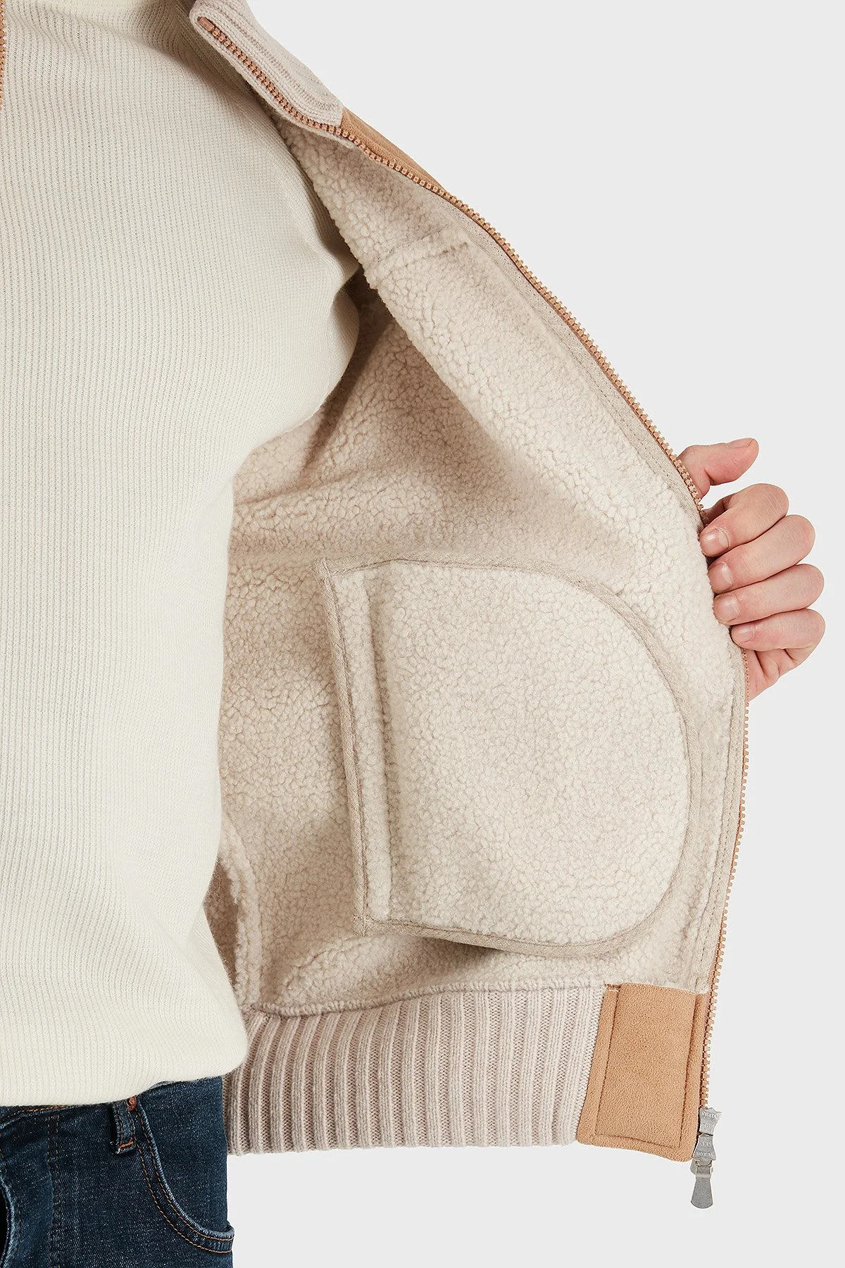 Gran Sasso % 100 Yün Regular Fit Dik Yaka Fermuarlı Erkek Ceket 78148 58000 120 TABA - 6