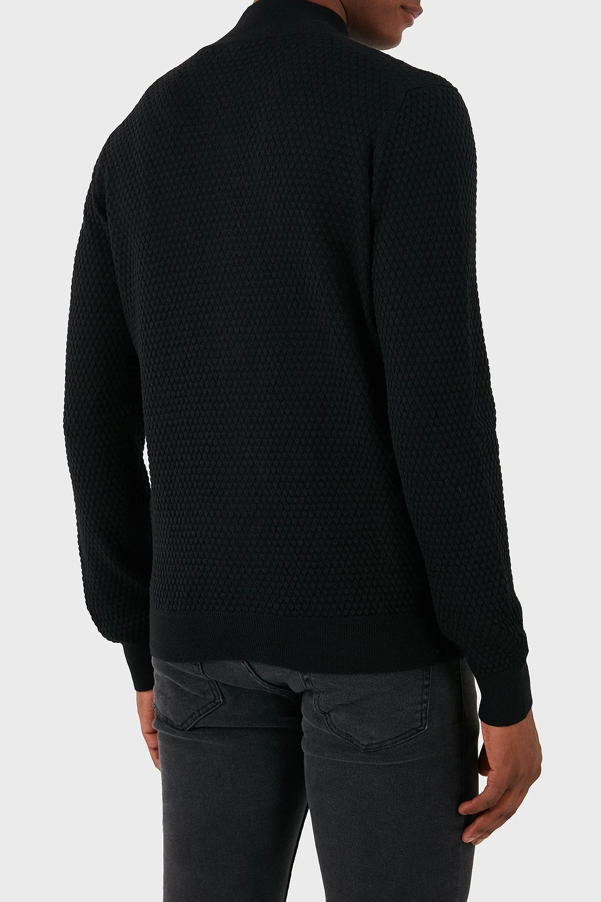 Gran Sasso % 100 Yün Regular Fit Dik Yaka Fermuarlı Erkek Hırka 57178 14222 099 SİYAH - 6